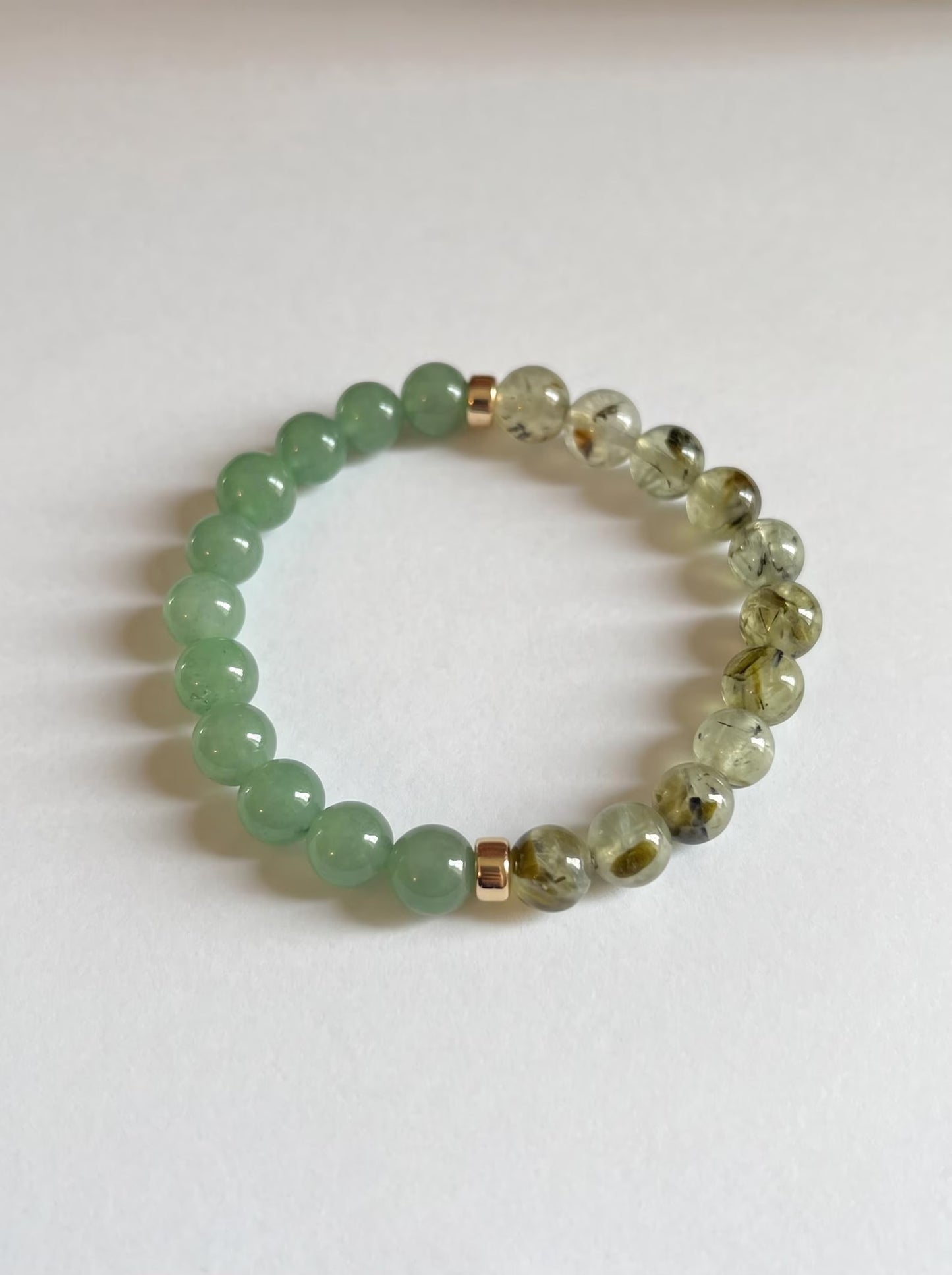8mm Green Aventurine + Prehnite Stretch Bracelet
