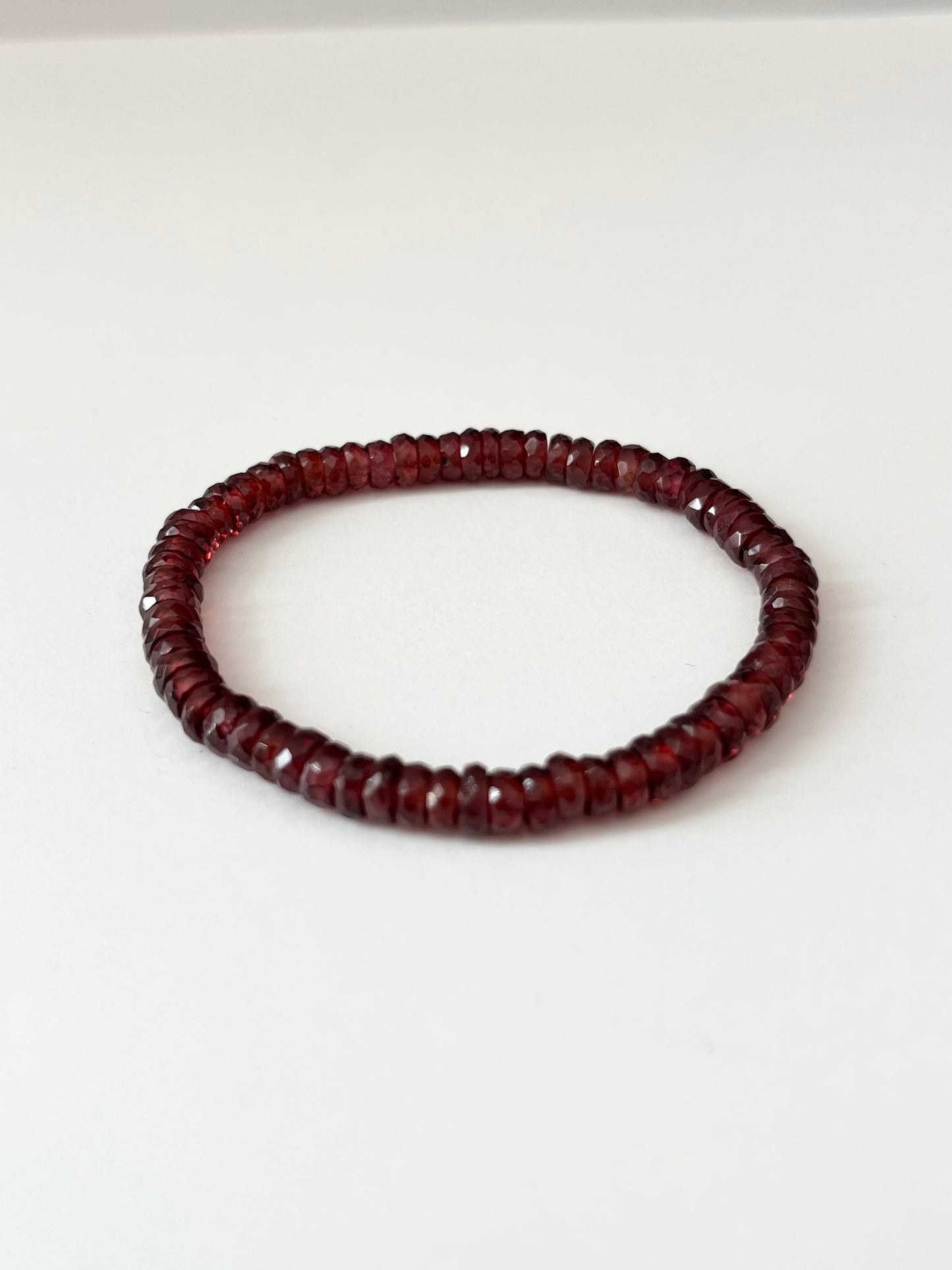 Faceted Garnet Heishi Stretch Bracelet