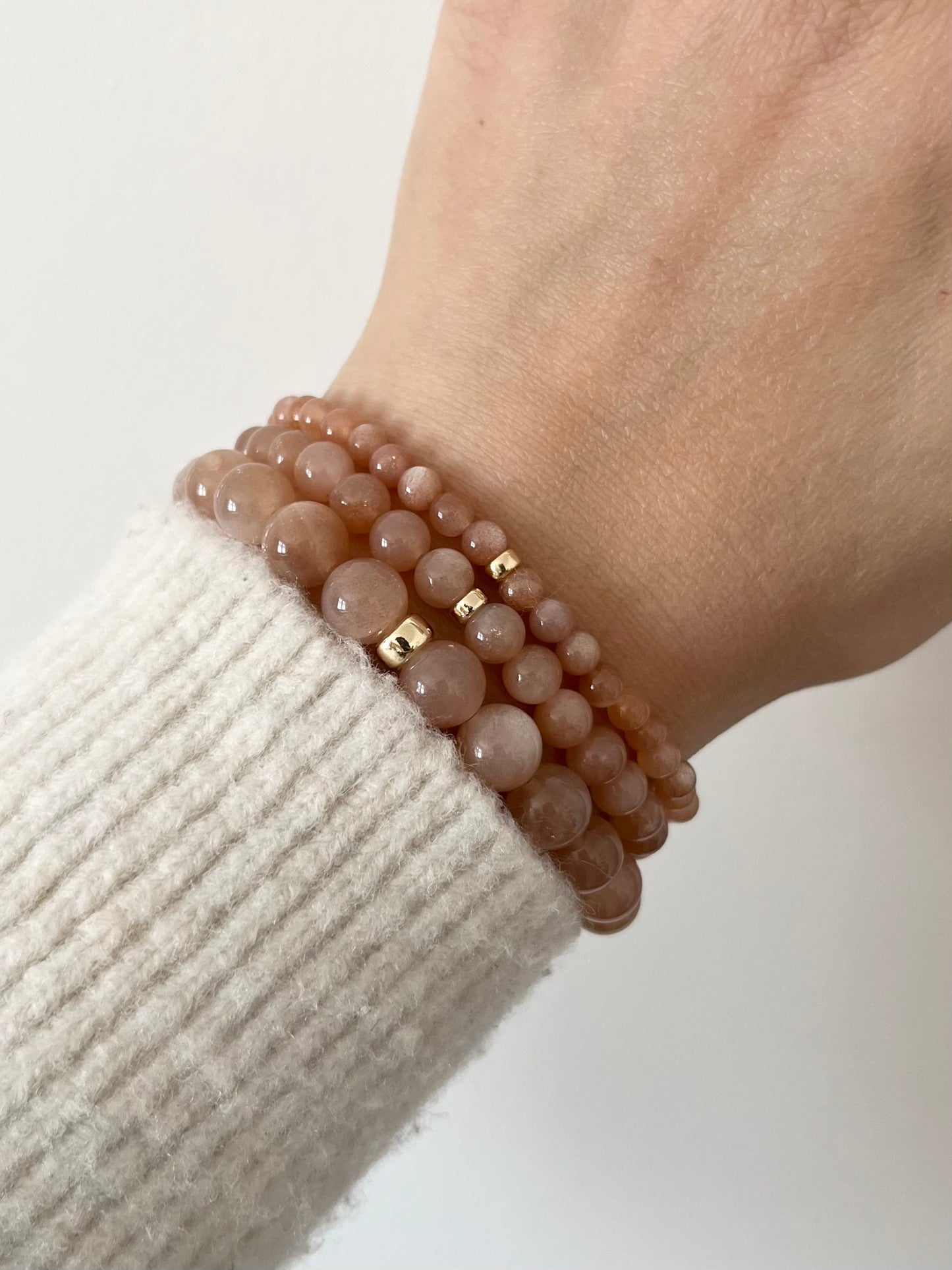 Sunstone Gemstone with Gold Rondelle Stretch Bracelet