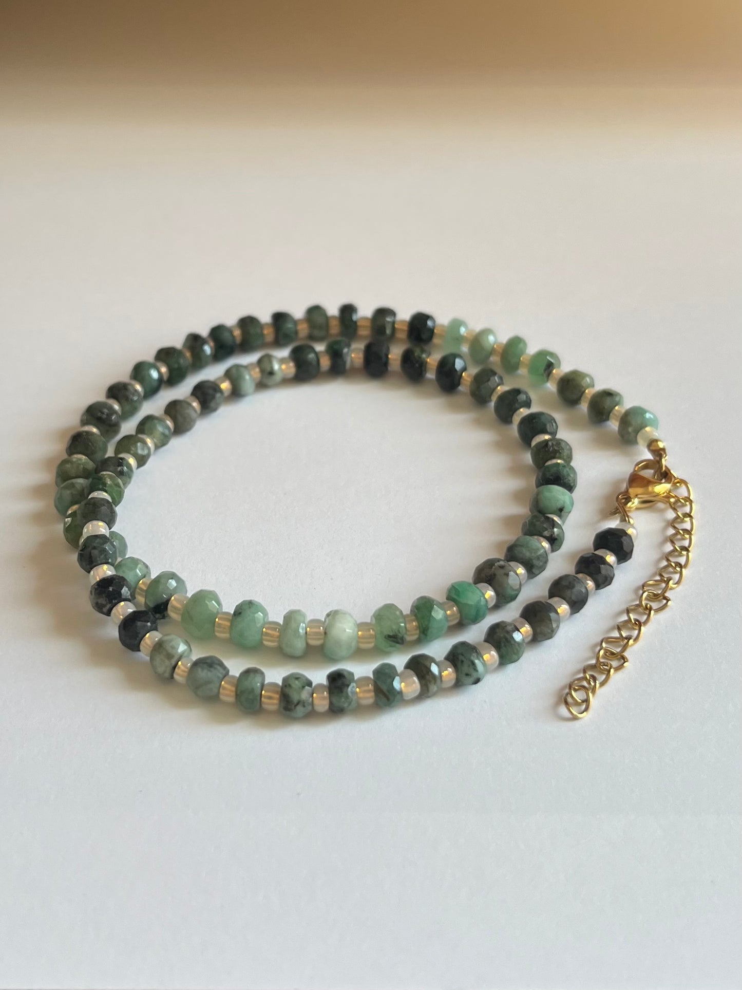 Faceted Emerald and Opal Necklace