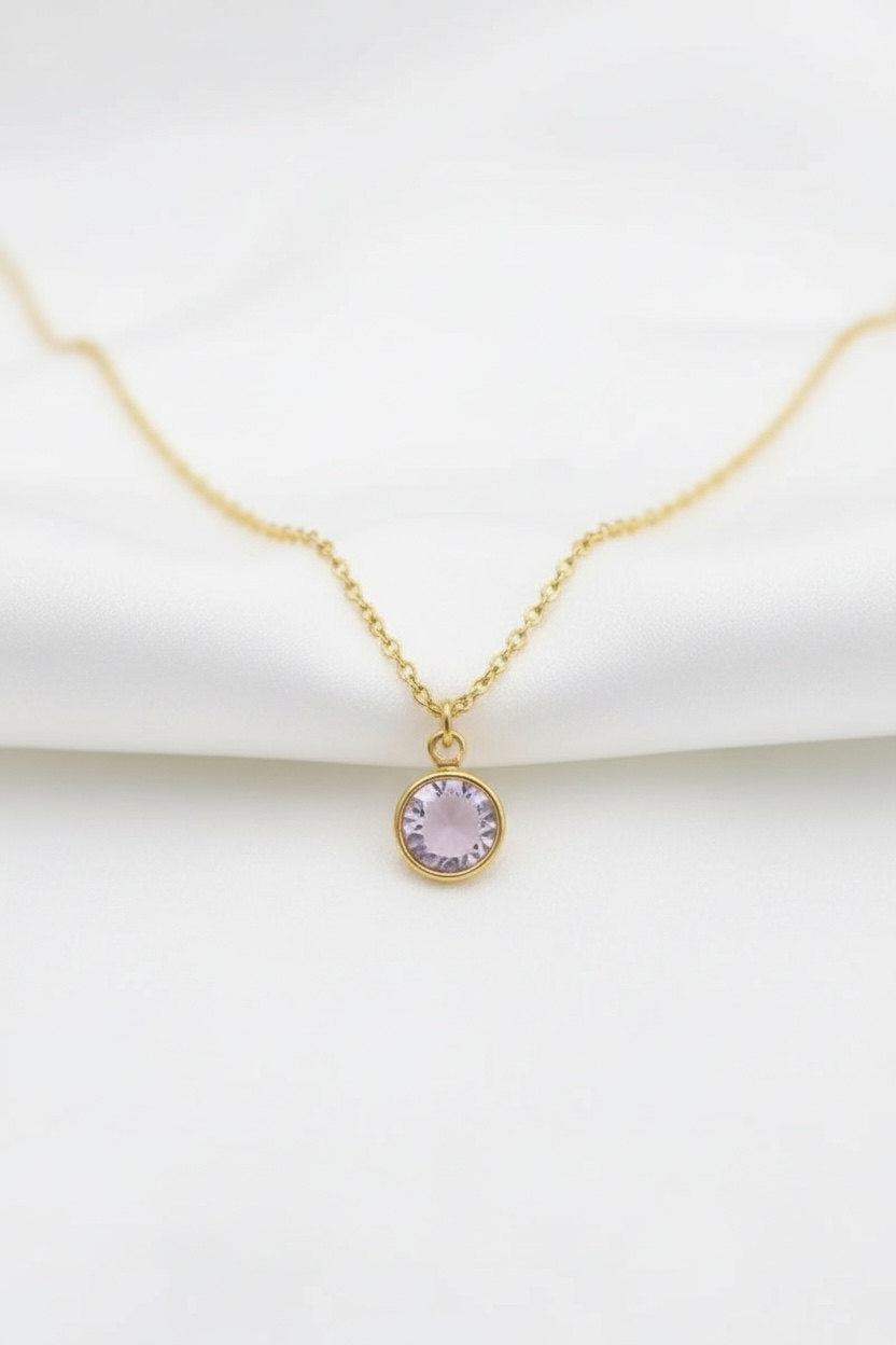 June - Light Amethyst, Swarovski Birth Month Necklace