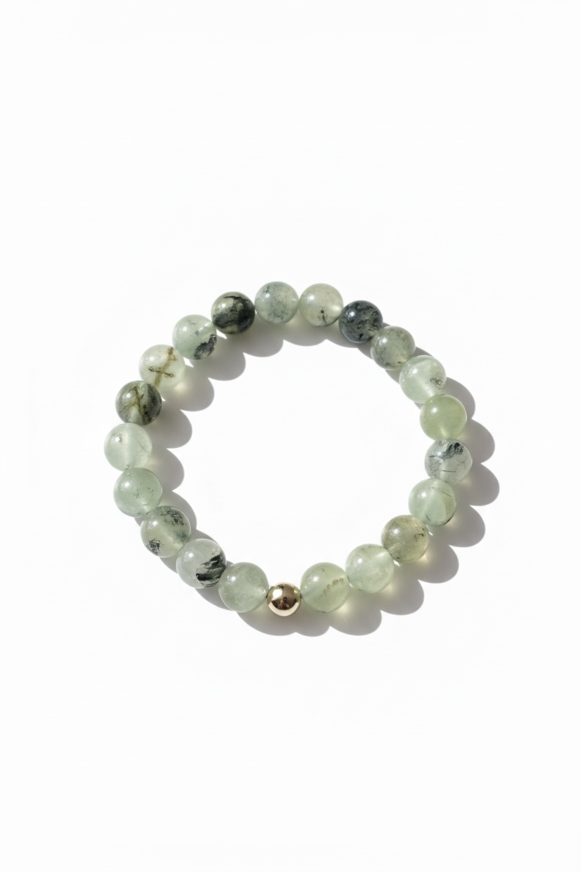 Gold + Prehnite Stretch Bracelet