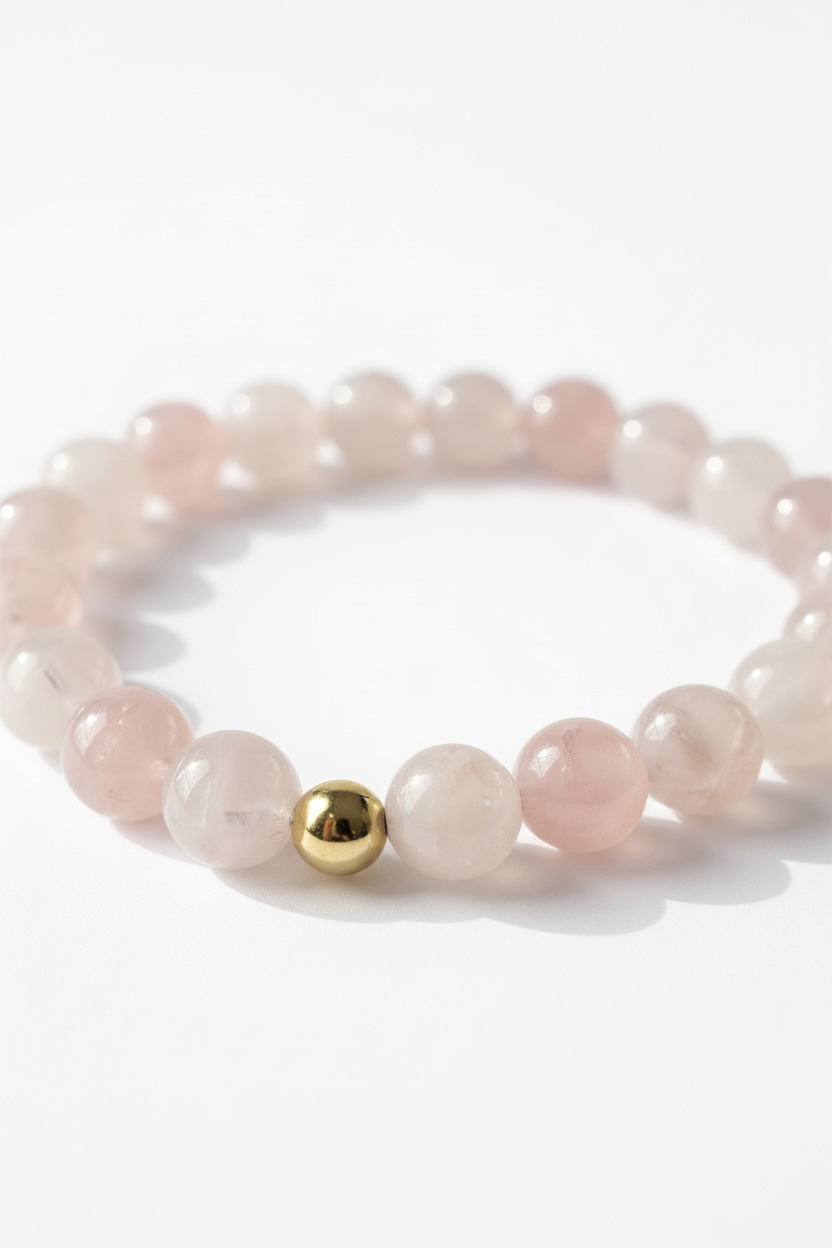 Gold + Rose Quartz Stretch Bracelet