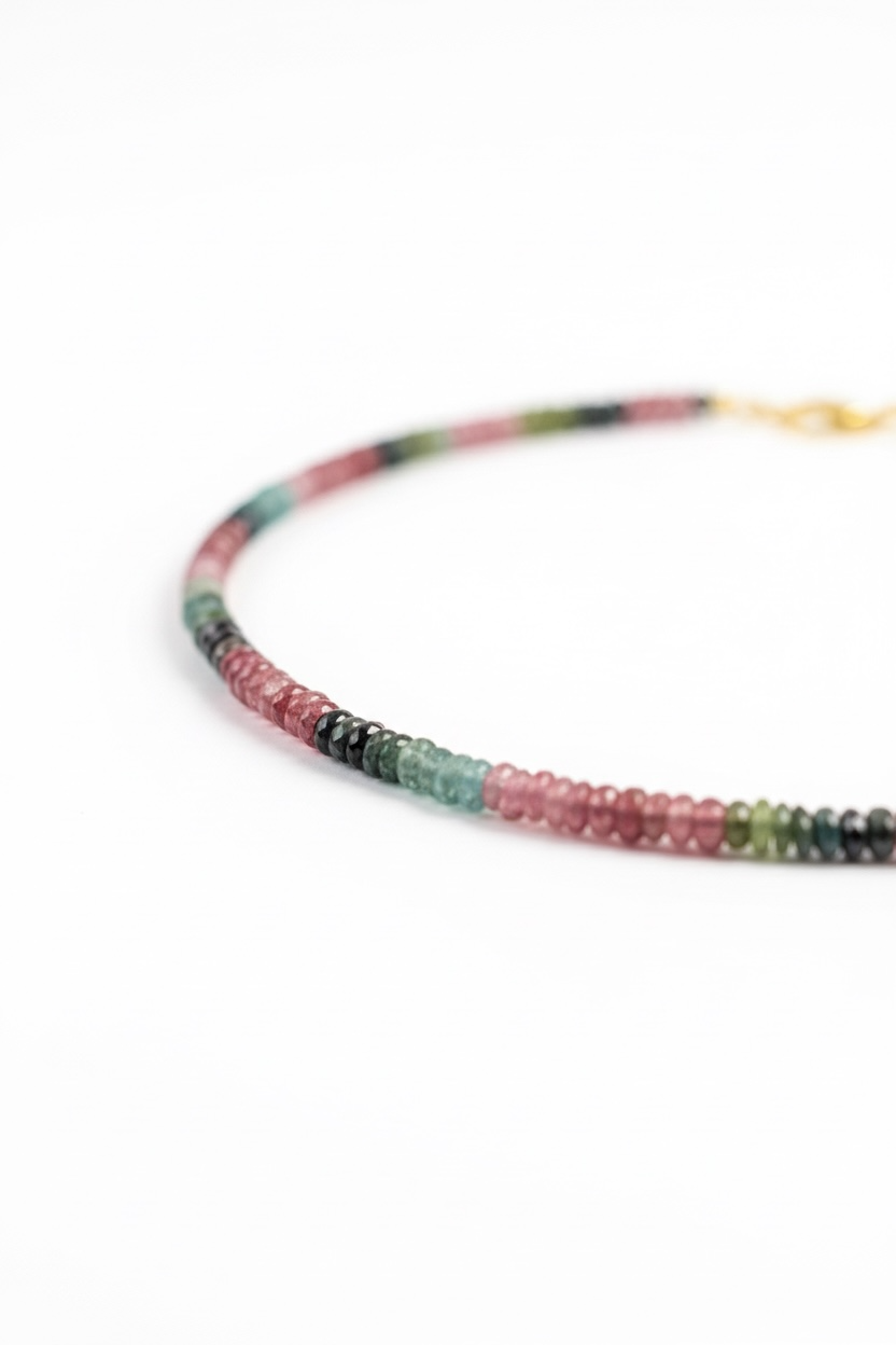 Adjustable Faceted Multi Tourmaline Necklace