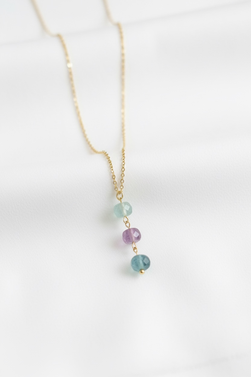 Faceted Fluorite Drop Necklace
