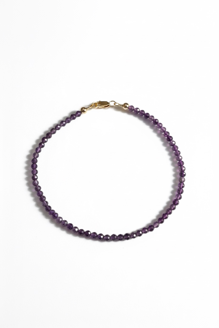 Adjustable Faceted Amethyst Anklet