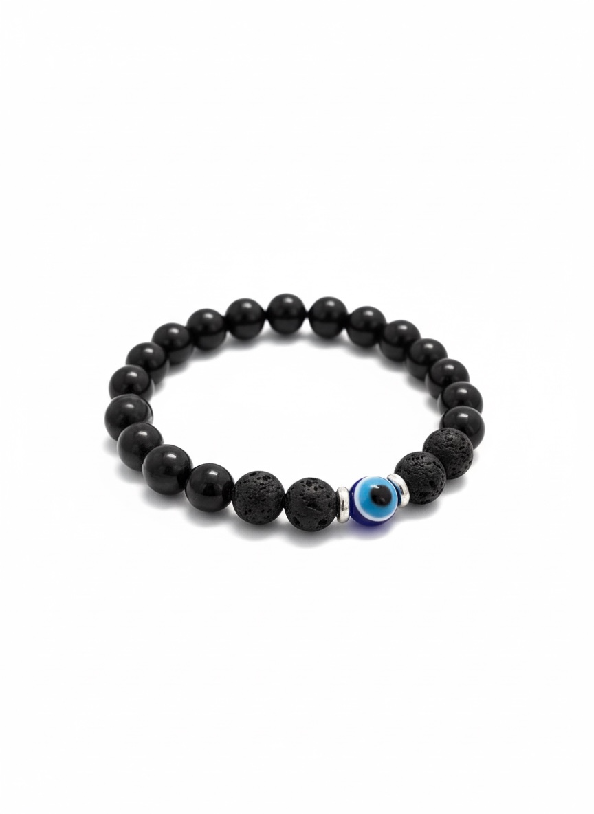 Evil Eye + Onyx Stretch Bracelet