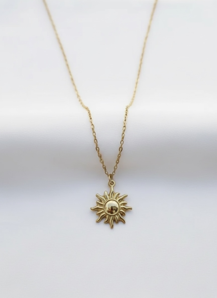 Waterproof Gold Sunburst Necklace