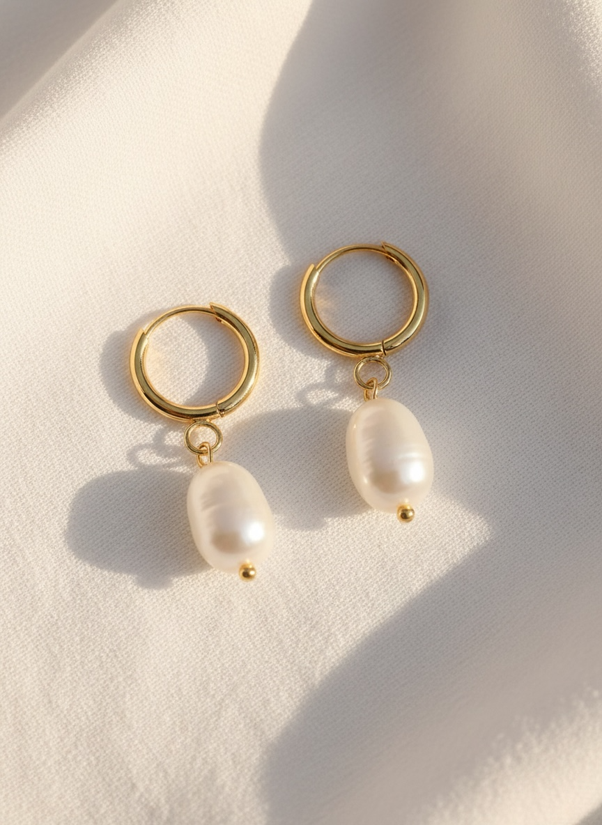 Baroque Freshwater Pearl Huggie Hoop Earrings