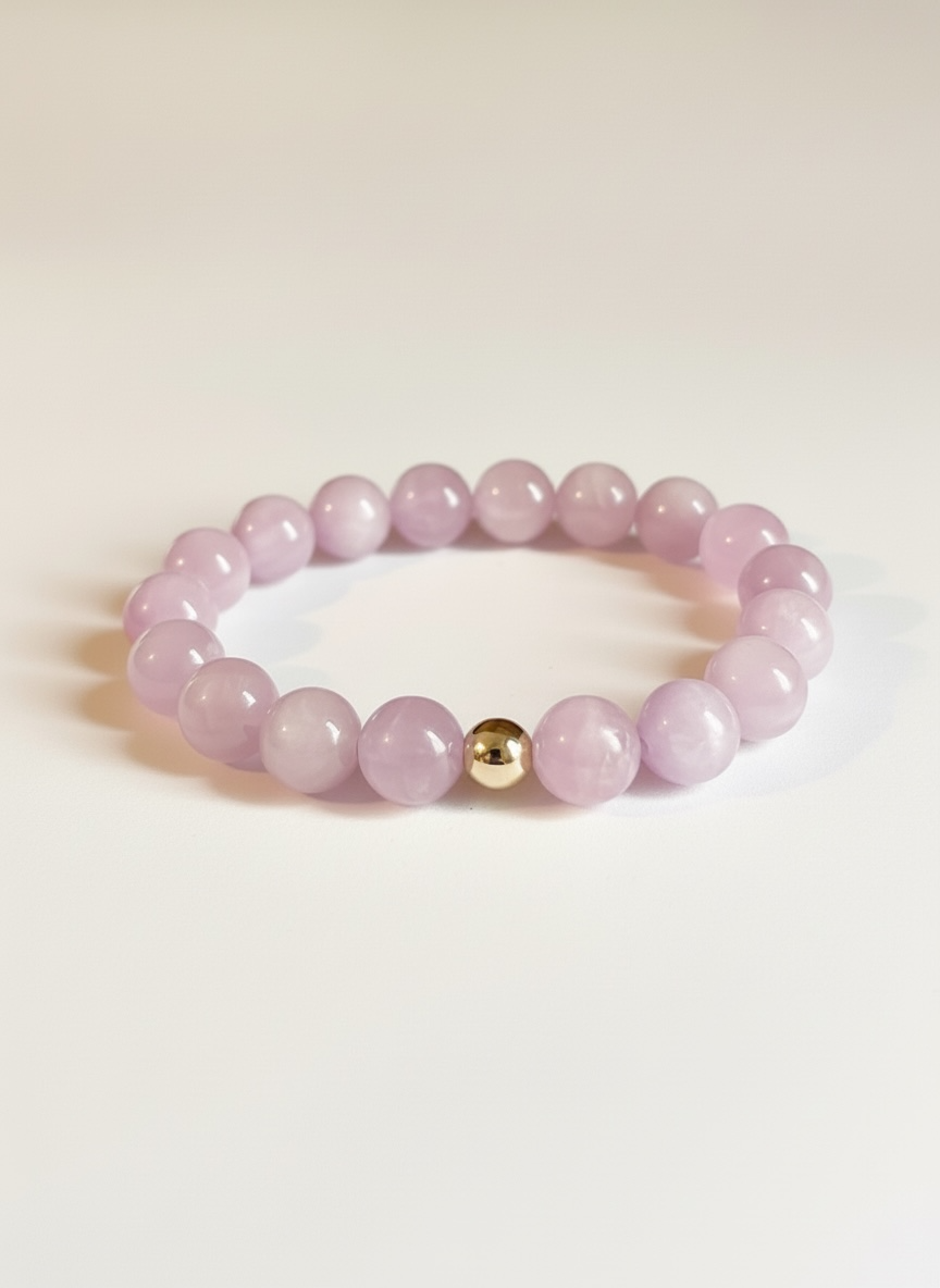 Kunzite with Gold Stretch Bracelet