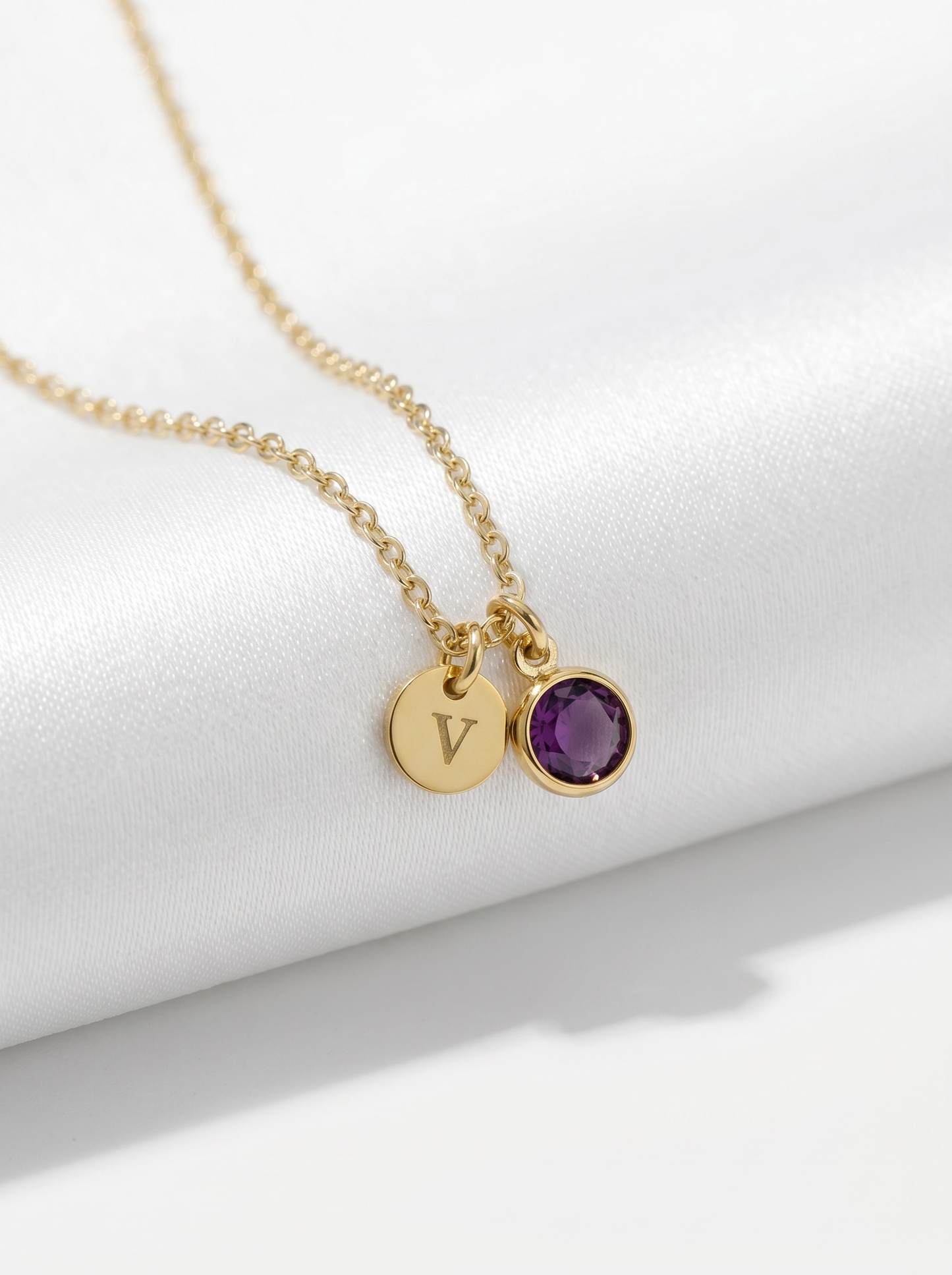 Personalized Birth Month and Initial Pair Necklace
