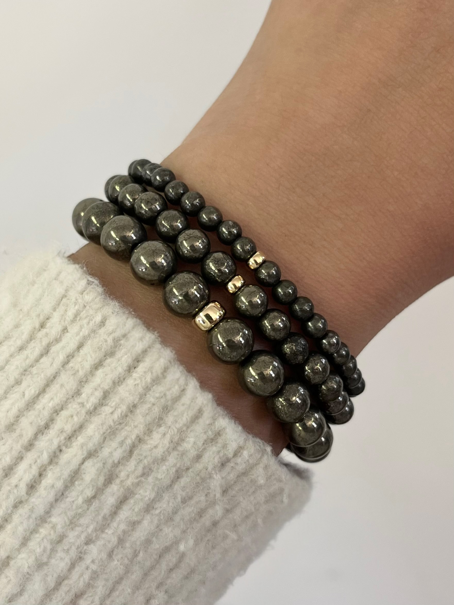 Pyrite + Gold Stretch Bracelet