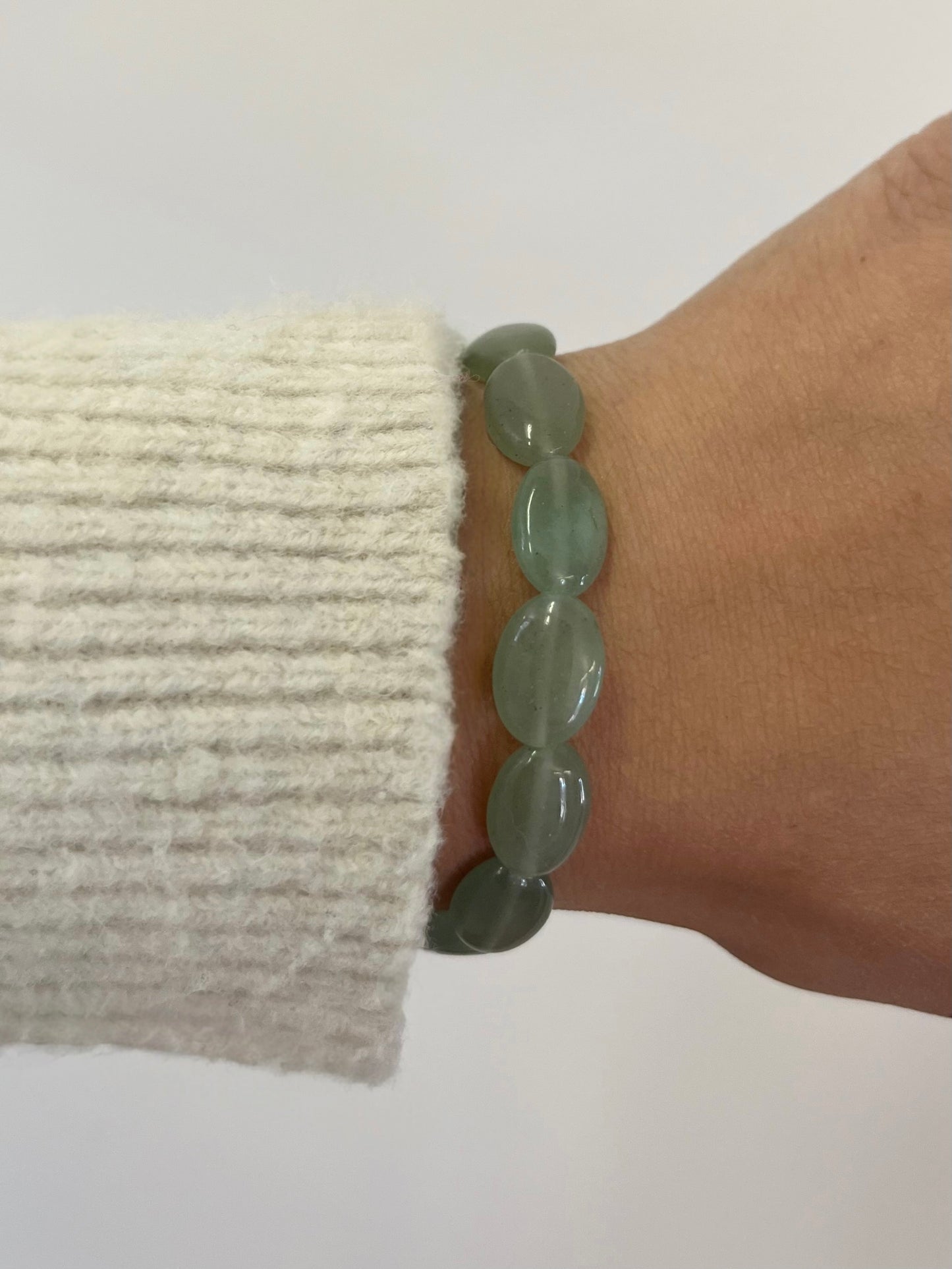 Natural Oval Green Aventurine Nugget Stretch Bracelet