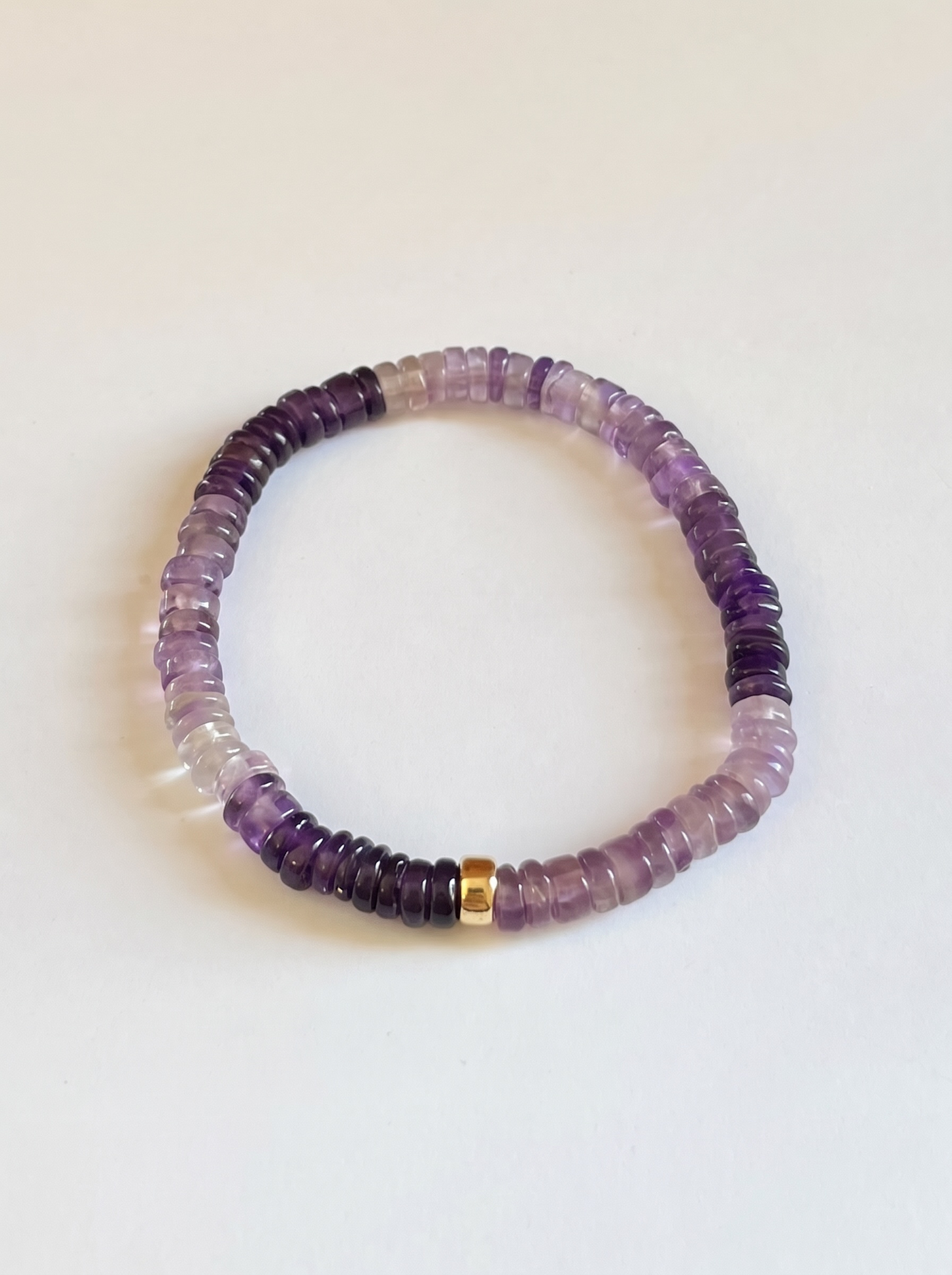 Ombre Amethyst Heishi Stretch Bracelet with Gold or Silver