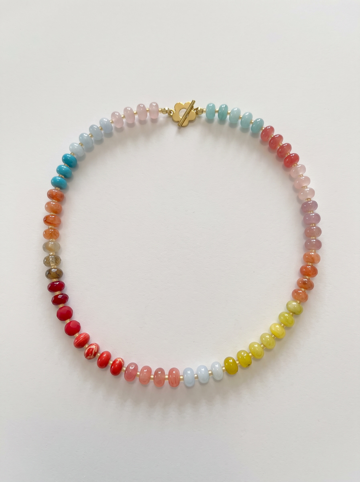 Sweet Berry Beaded Necklace with Flower Toggle Clasp