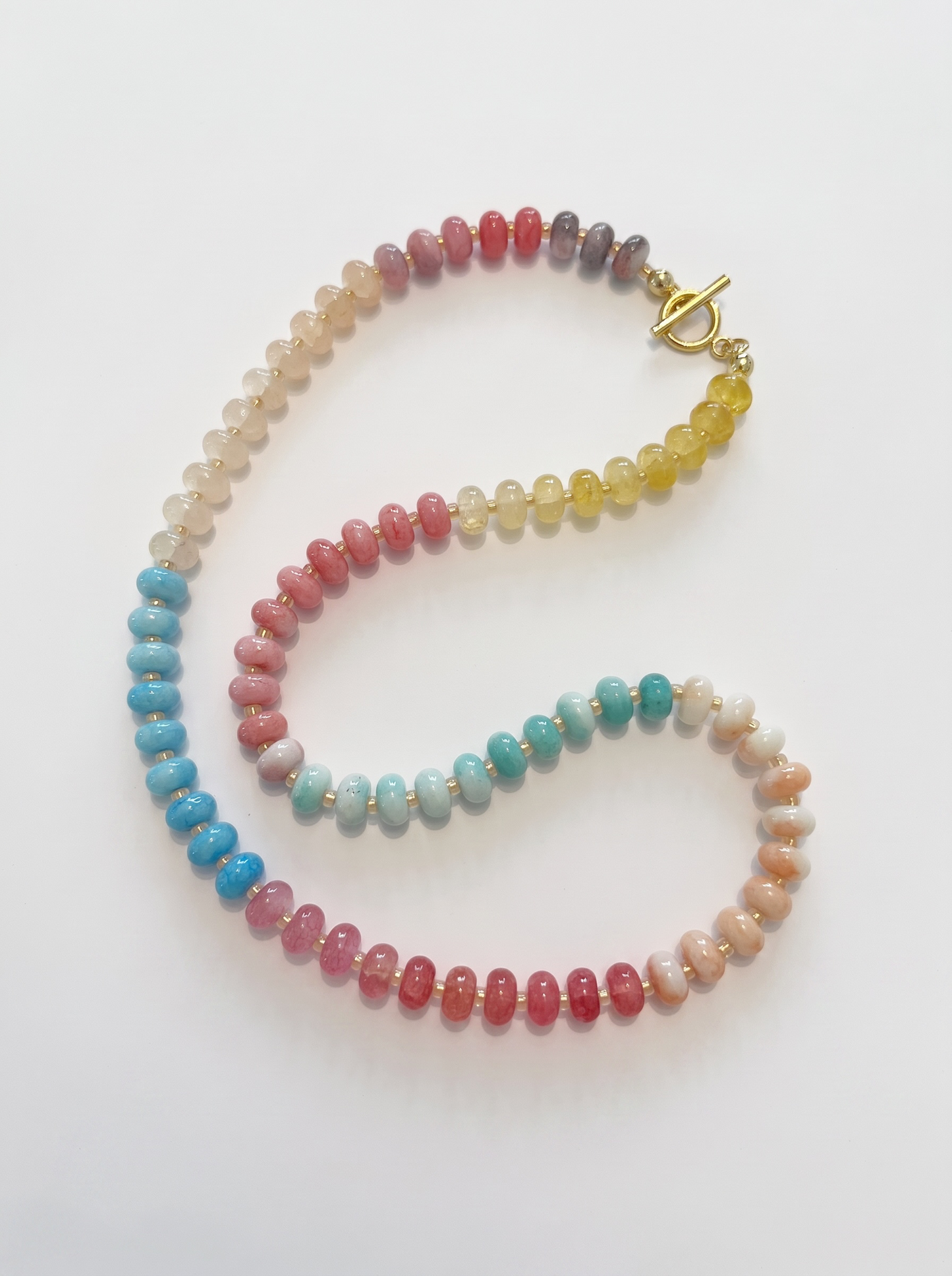 Cotton Candy Beaded Necklace with Circle Toggle Clasp