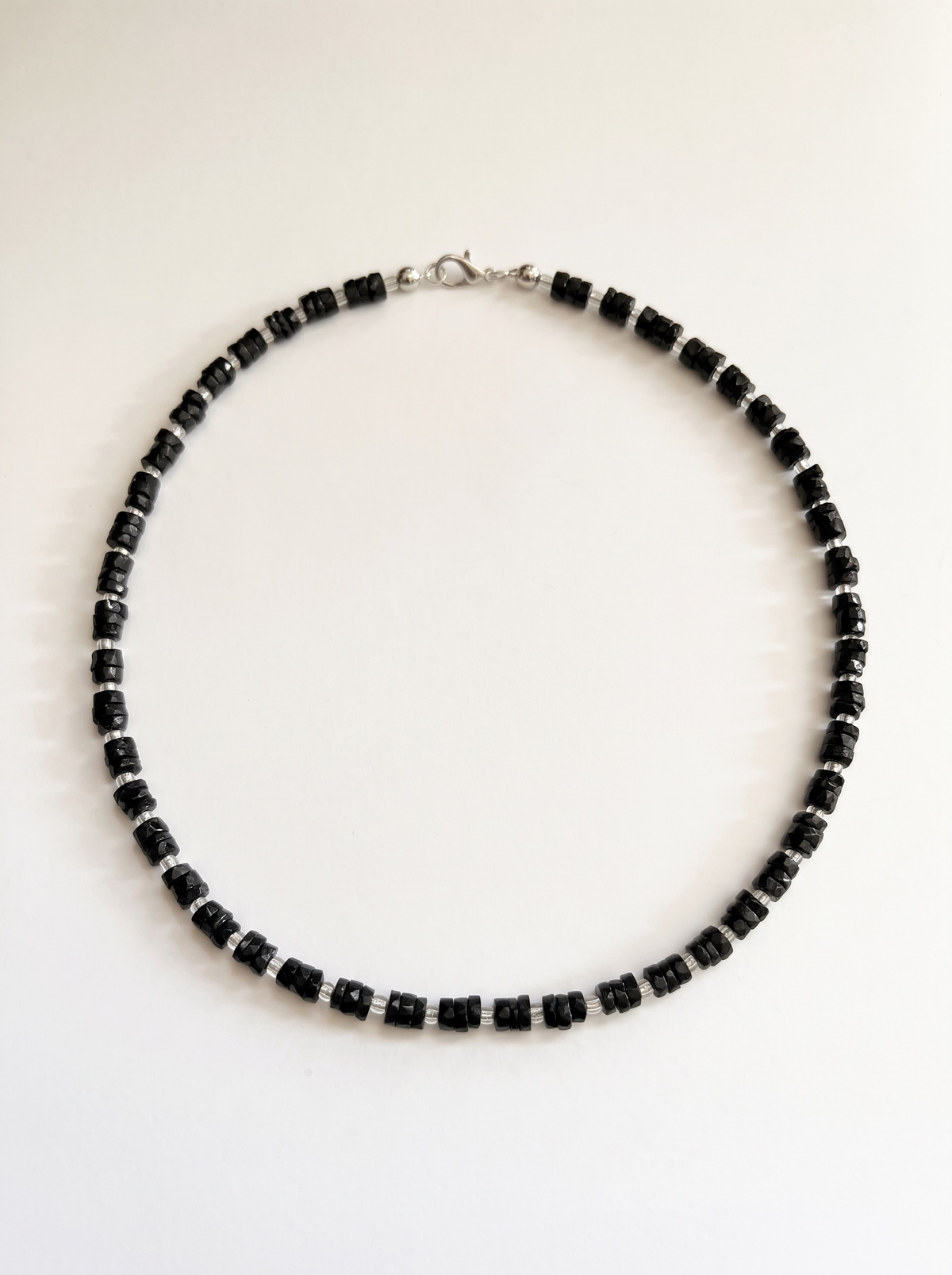Black Onyx Heishi and Opal Necklace
