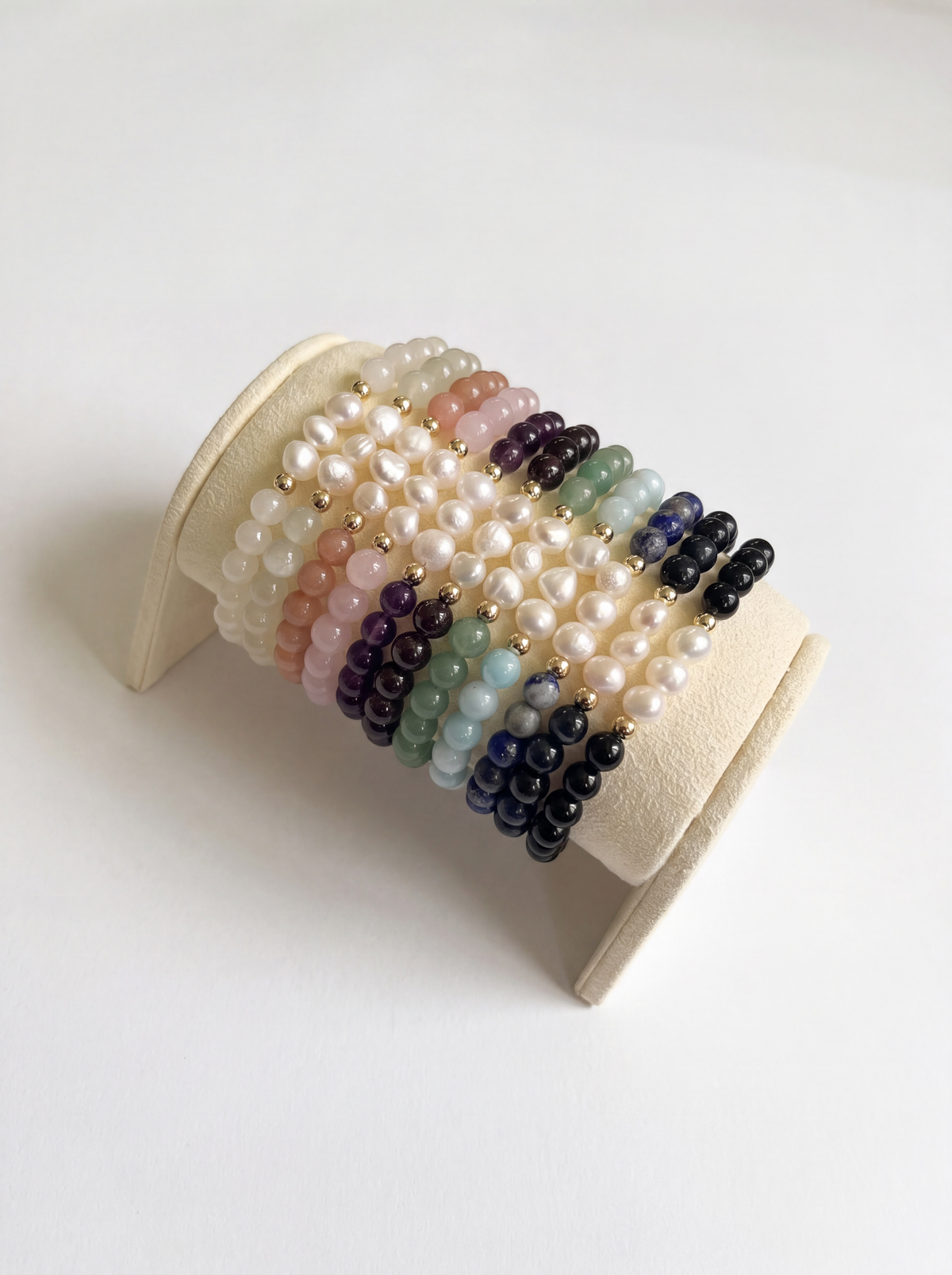 Gemstone + Pearl Stretch Bracelet