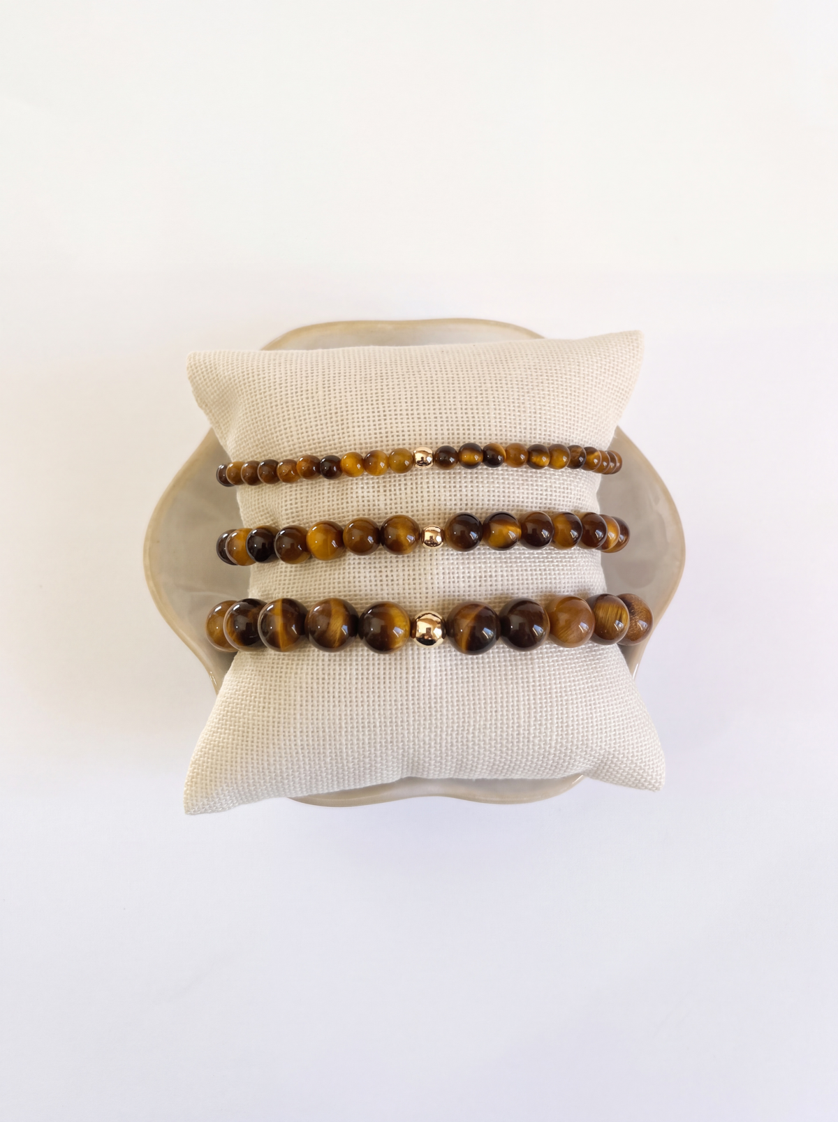 Blown Tiger’s Eye Stretch Bracelet with Gold or Silver (4mm, 6mm, 8mm)