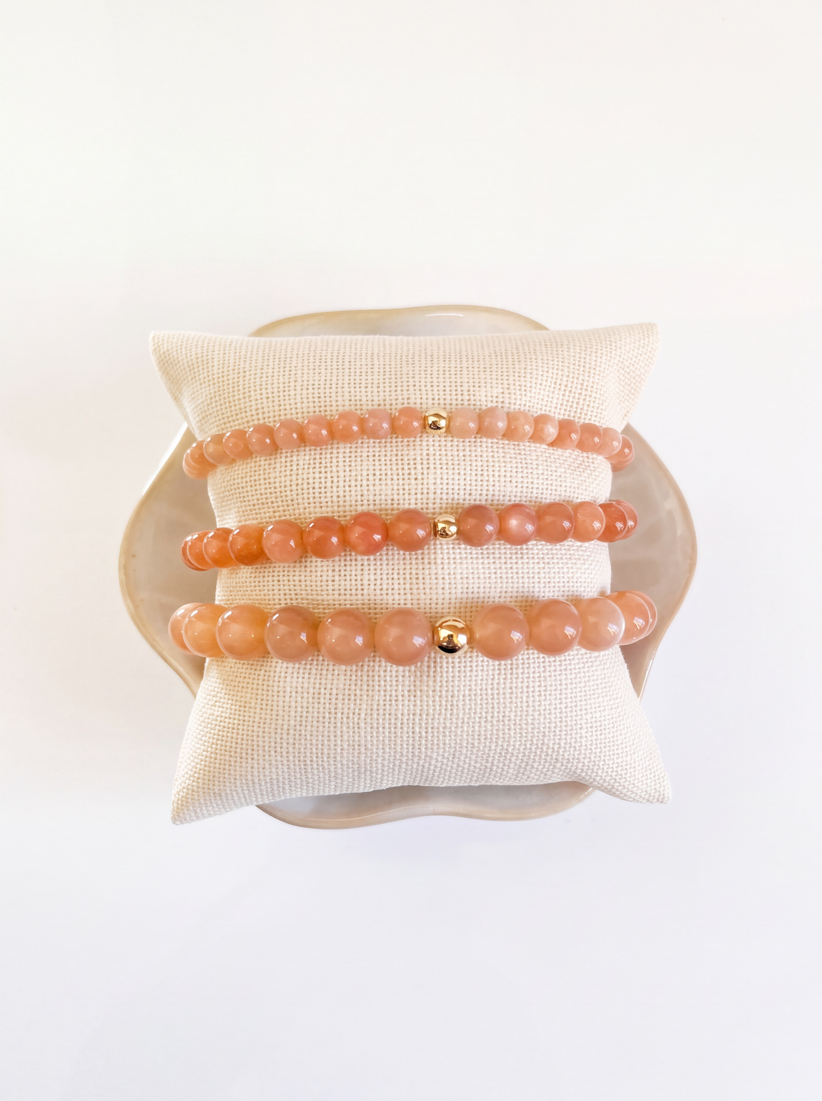 Sunstone Stretch Bracelet with Gold or Silver (4mm, 6mm, 8mm)