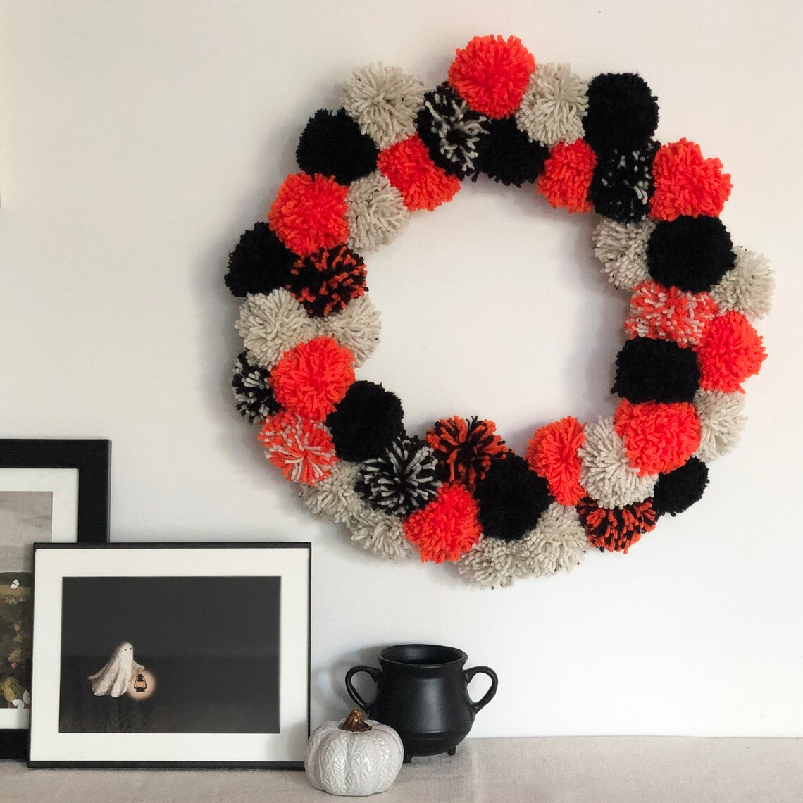 Halloween Pompom Wreath