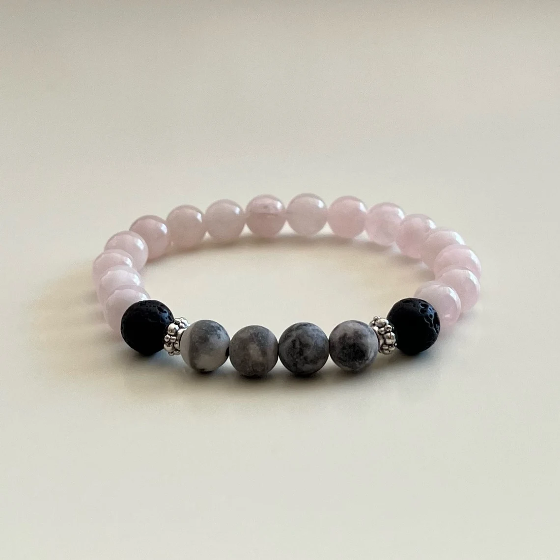Pink Zebra Jasper + Rose Quartz Stretch Bracelet