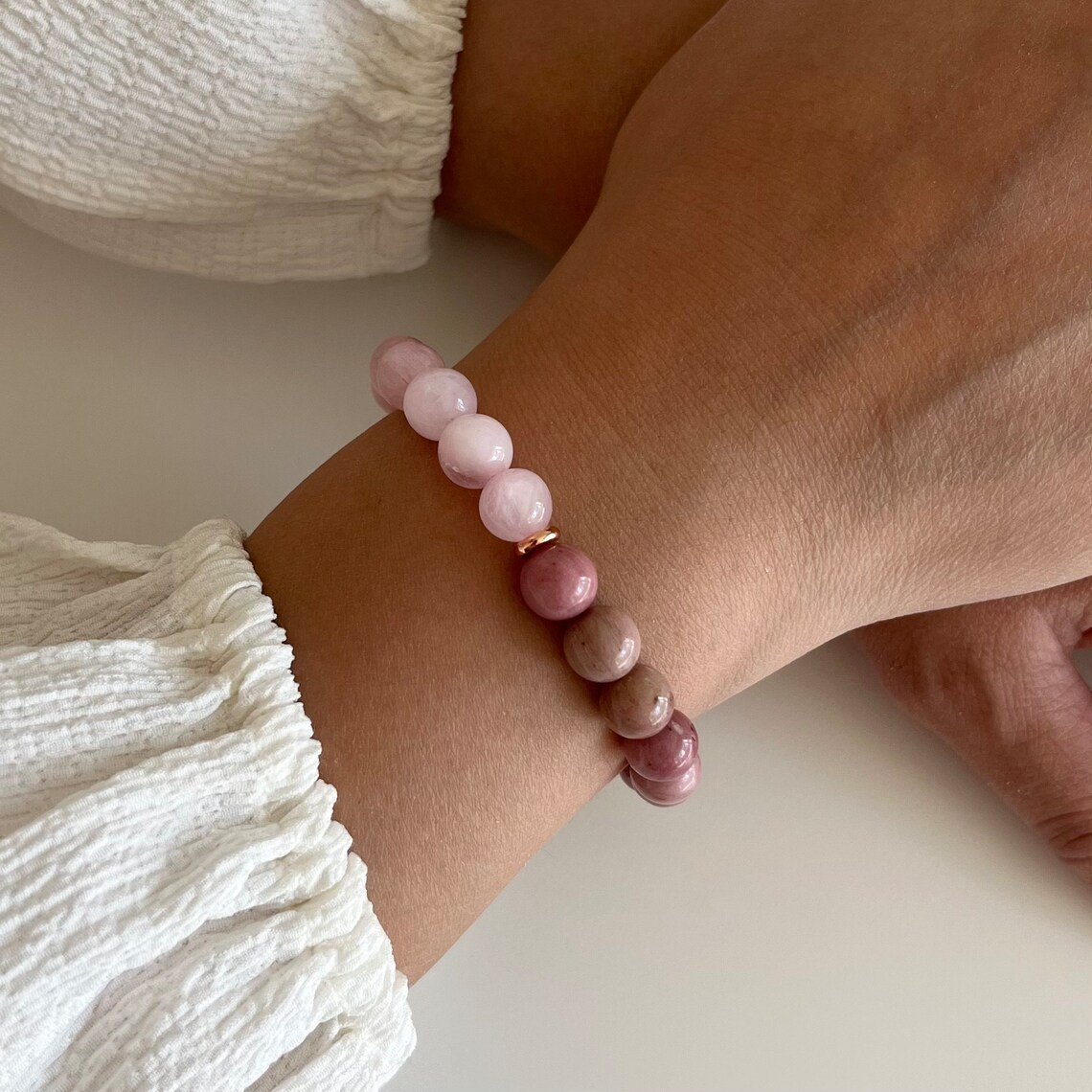 Rhodonite + Rose Quartz Stretch Bracelet