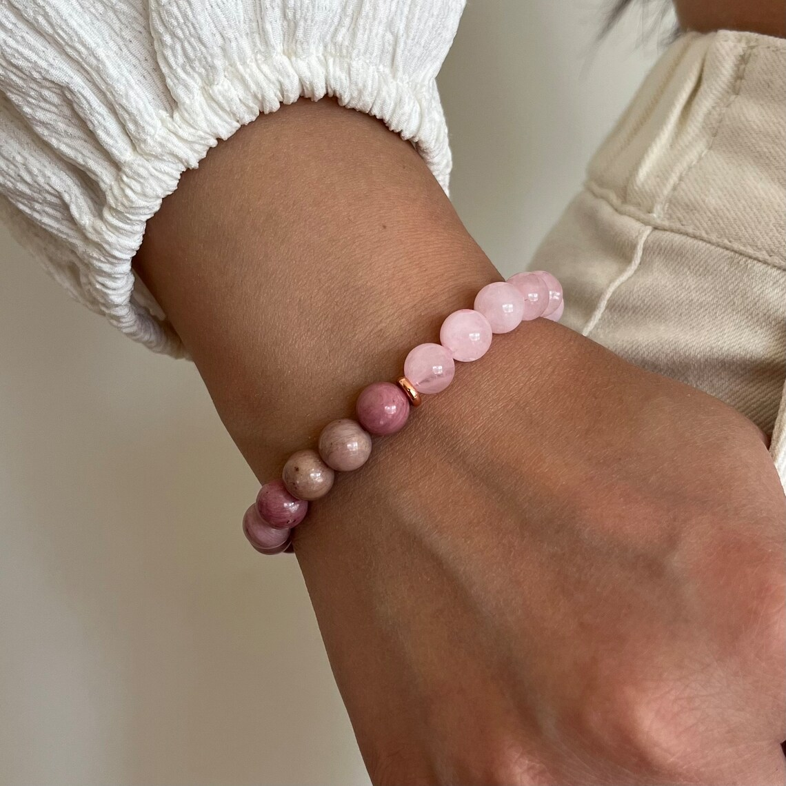 Rhodonite + Rose Quartz Stretch Bracelet