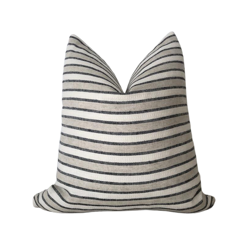 Black Stripes Linen Pillow