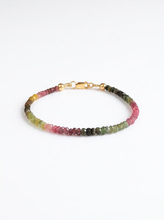 Adjustable Faceted Multi Tourmaline Bracelet