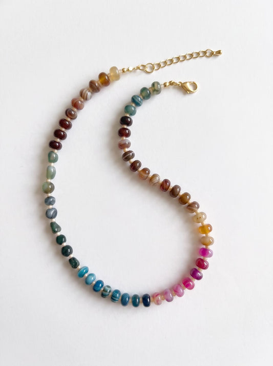 Tumbled Colourful Rainbow Agate Necklace
