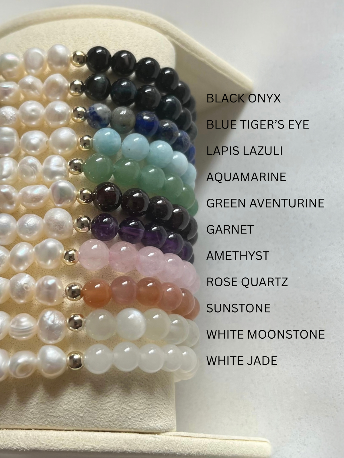 Gemstone + Pearl Stretch Bracelet