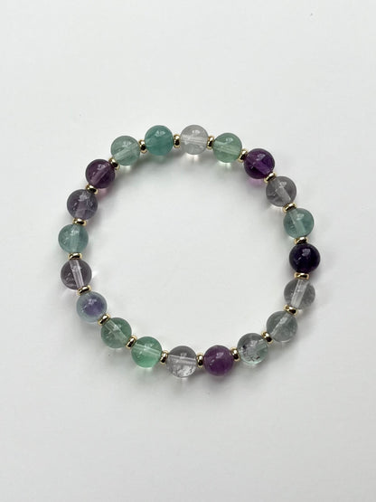 Gold + Fluorite Stretch Bracelet