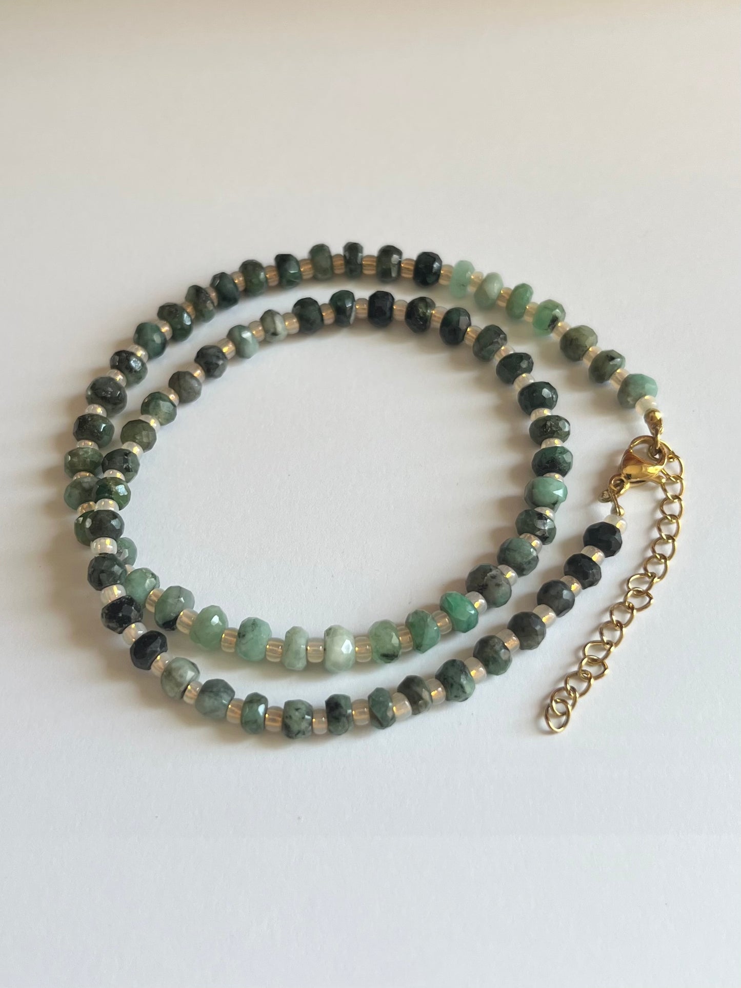 Faceted Emerald and Opal Necklace