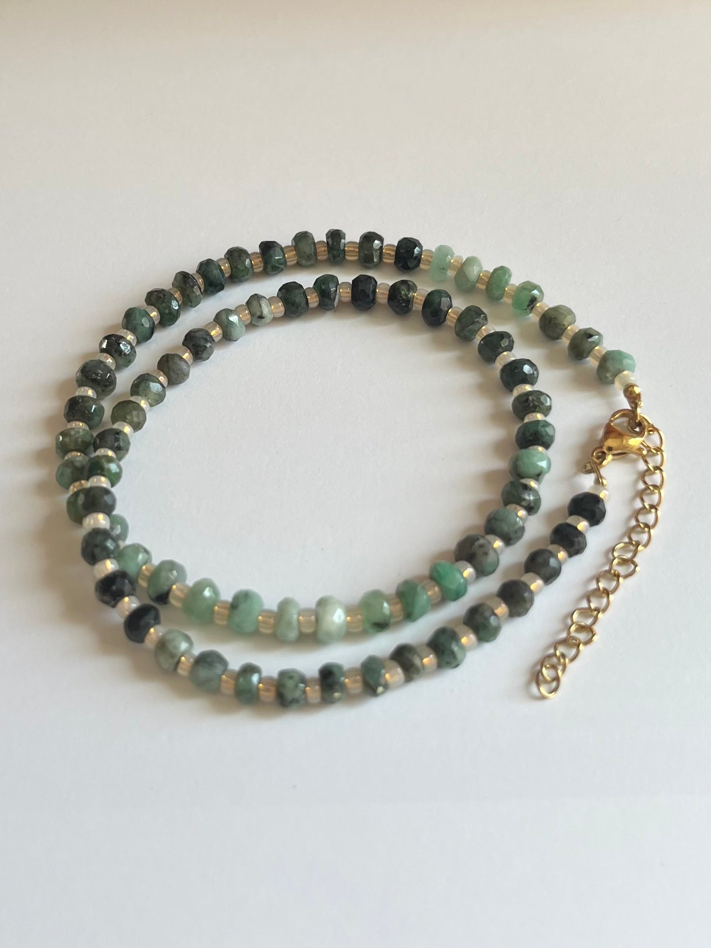 Faceted Emerald and Opal Necklace