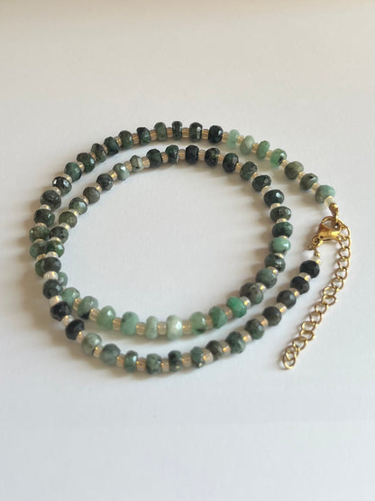 Faceted Emerald and Opal Necklace