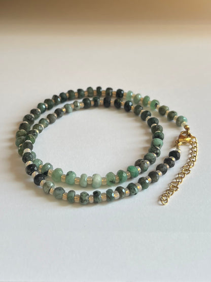 Faceted Emerald and Opal Necklace