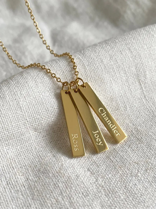 14k Gold Filled Set of 3 Bars Necklace with Custom Engraving