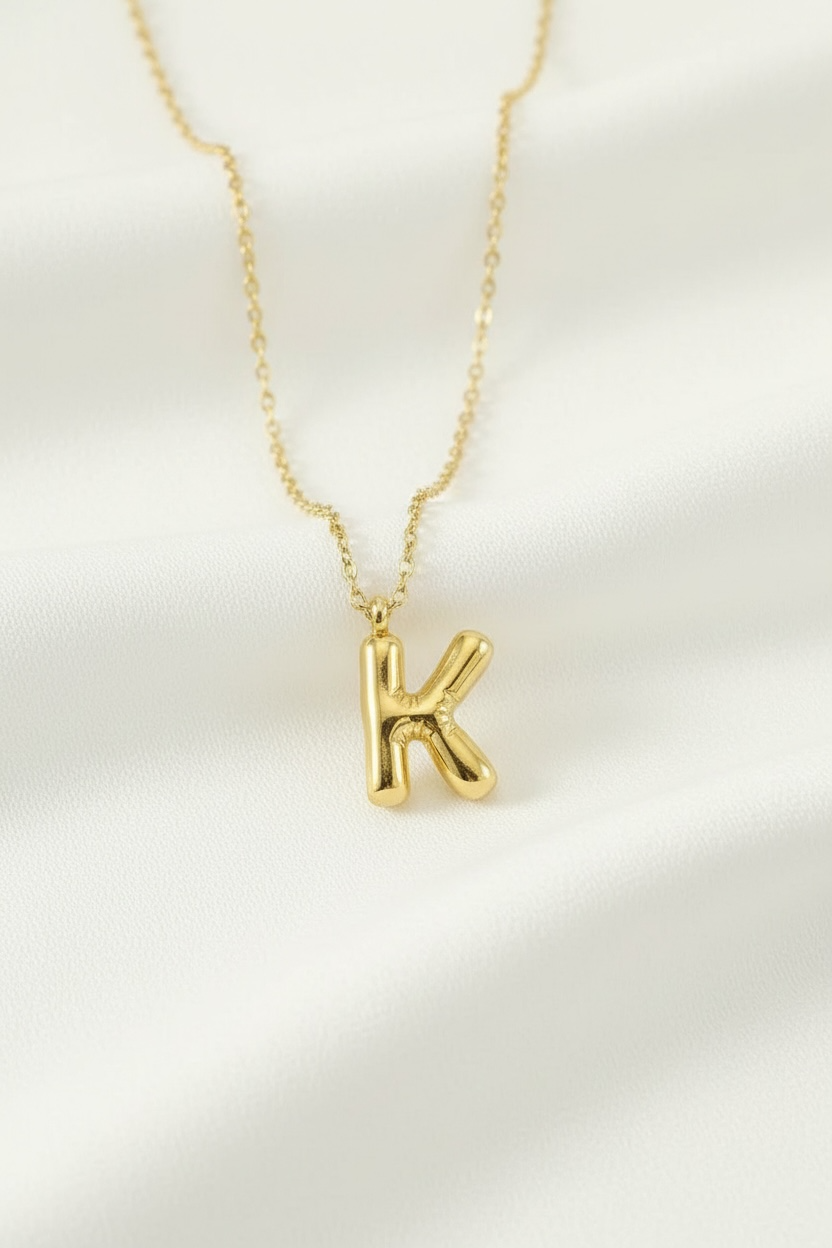 Custom Gold Bubble Letter Necklace