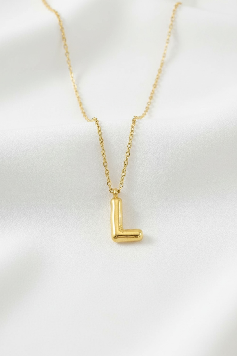 Custom Gold Bubble Letter Necklace