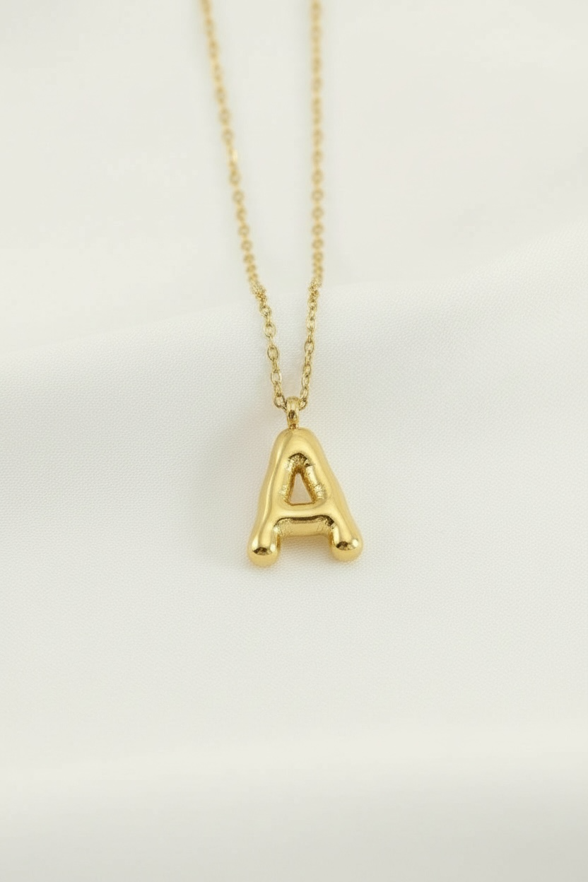 Custom Gold Bubble Letter Necklace