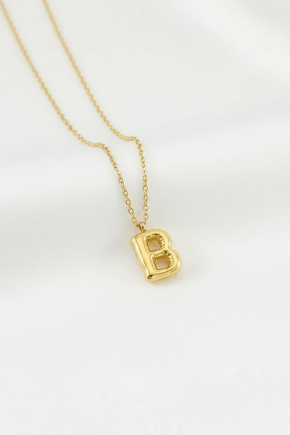Custom Gold Bubble Letter Necklace