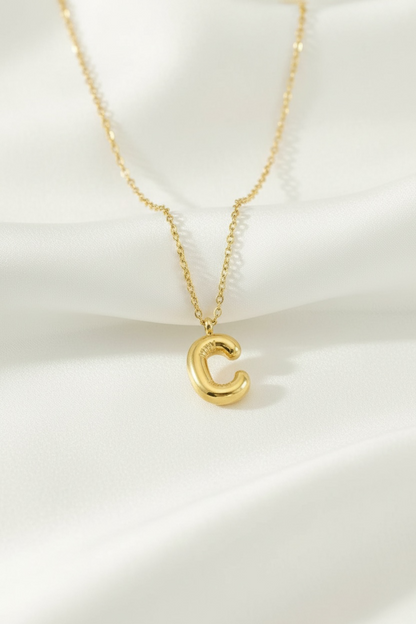 Custom Gold Bubble Letter Necklace