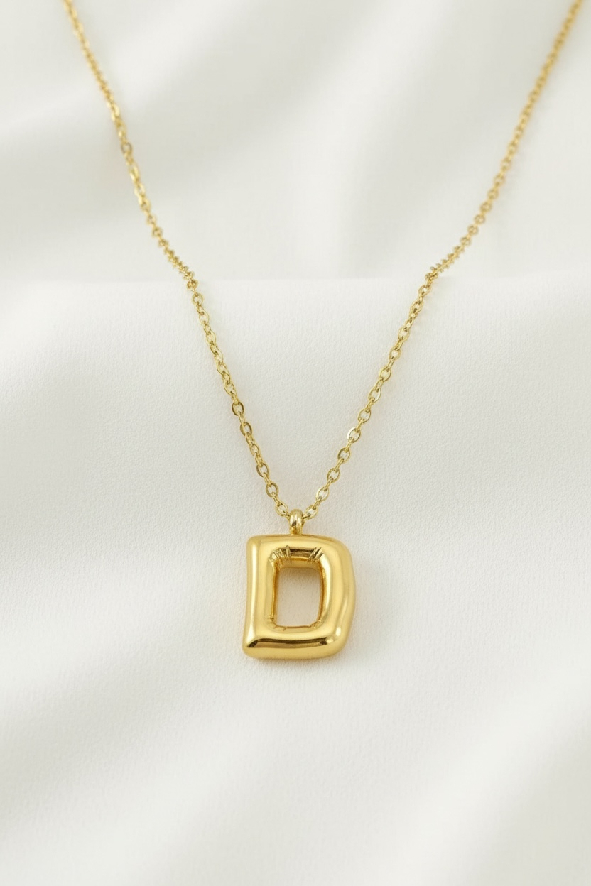 Custom Gold Bubble Letter Necklace
