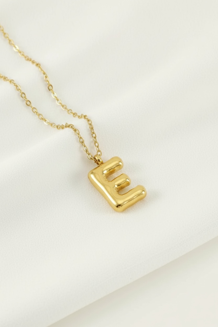 Custom Gold Bubble Letter Necklace