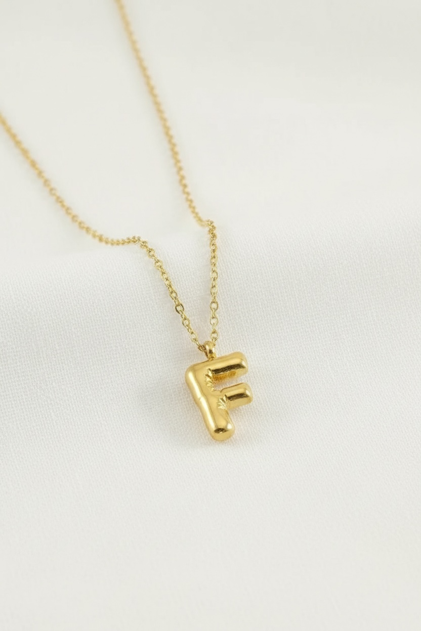 Custom Gold Bubble Letter Necklace
