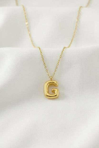 Custom Gold Bubble Letter Necklace