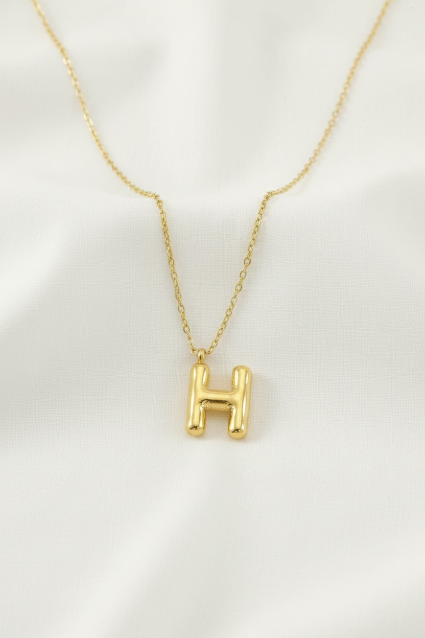 Custom Gold Bubble Letter Necklace
