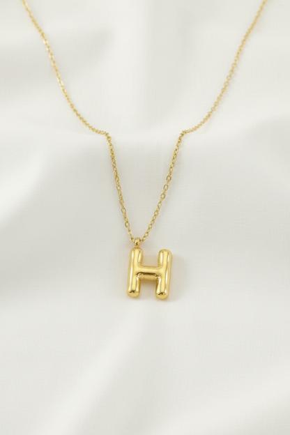 Custom Gold Bubble Letter Necklace