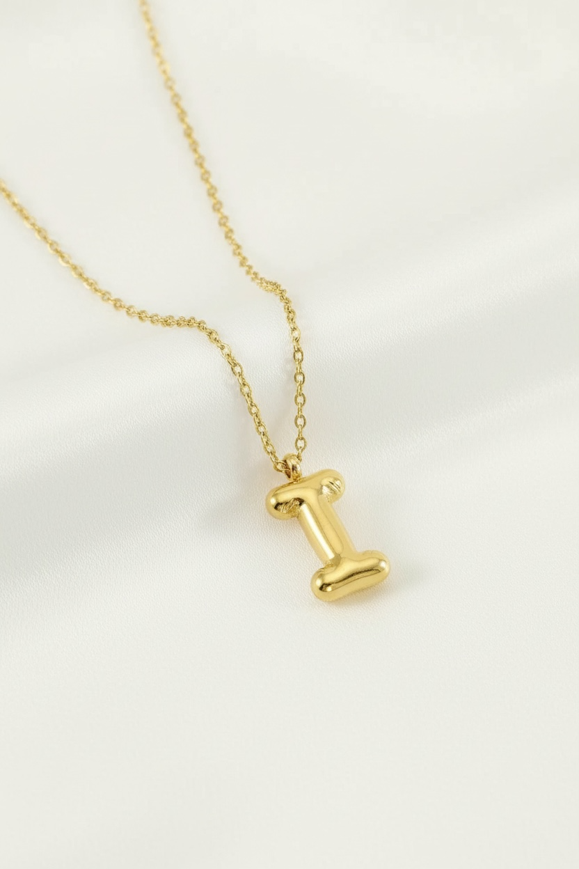 Custom Gold Bubble Letter Necklace